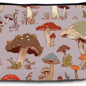 Mushroom Print Women Small Makeup Bag Outdoor Fashion Cosmetic Bag Travel Toilet